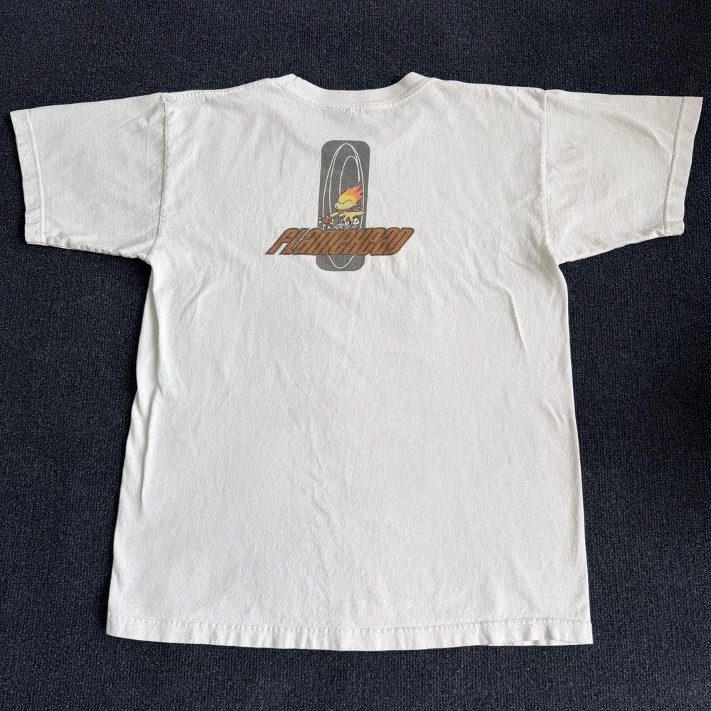 Vintage Y2K JNCO Flamehead Shirt Mens Medium White Cartoon Character Tee T-Shirt - Picture 2 of 6